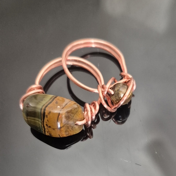 Tigers Eye Set Of Handmade Copper Rings! - Picture 2 of 8